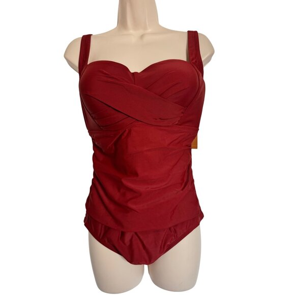 Kona Sol Tummy Control Padded Bra Size Large 12/14 Red Adjustable Strap NWT Swim - Picture 5 of 11